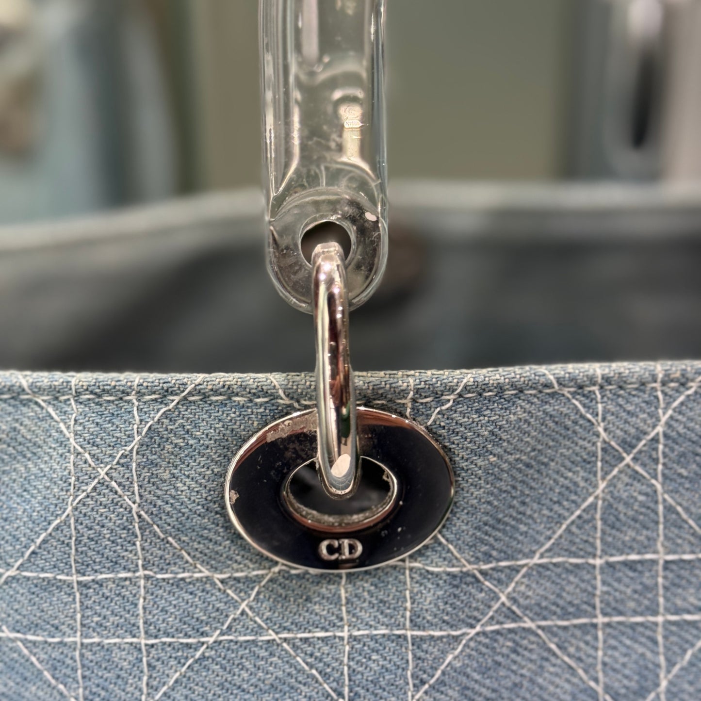 DIOR Lady Dior Denim Satchel Bag