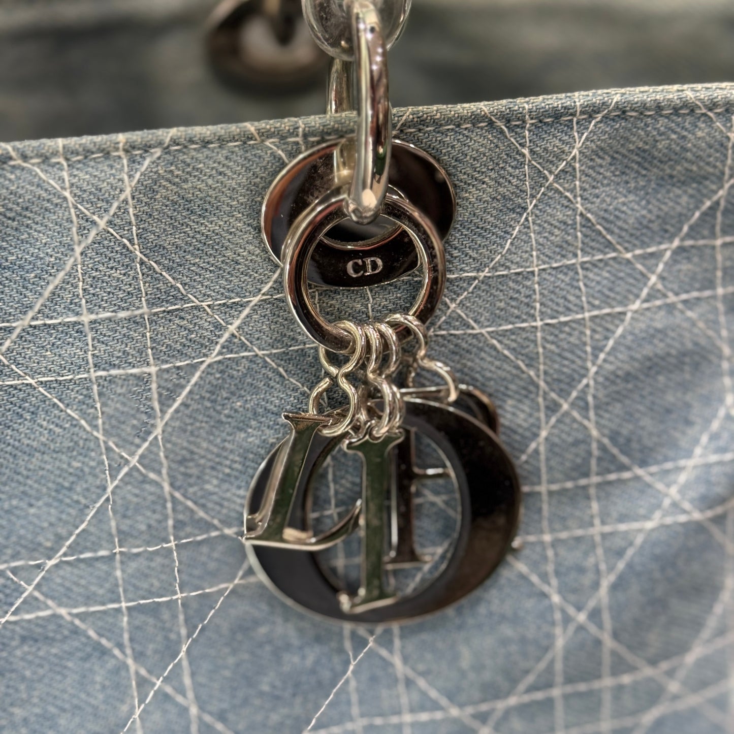 DIOR Lady Dior Denim Satchel Bag