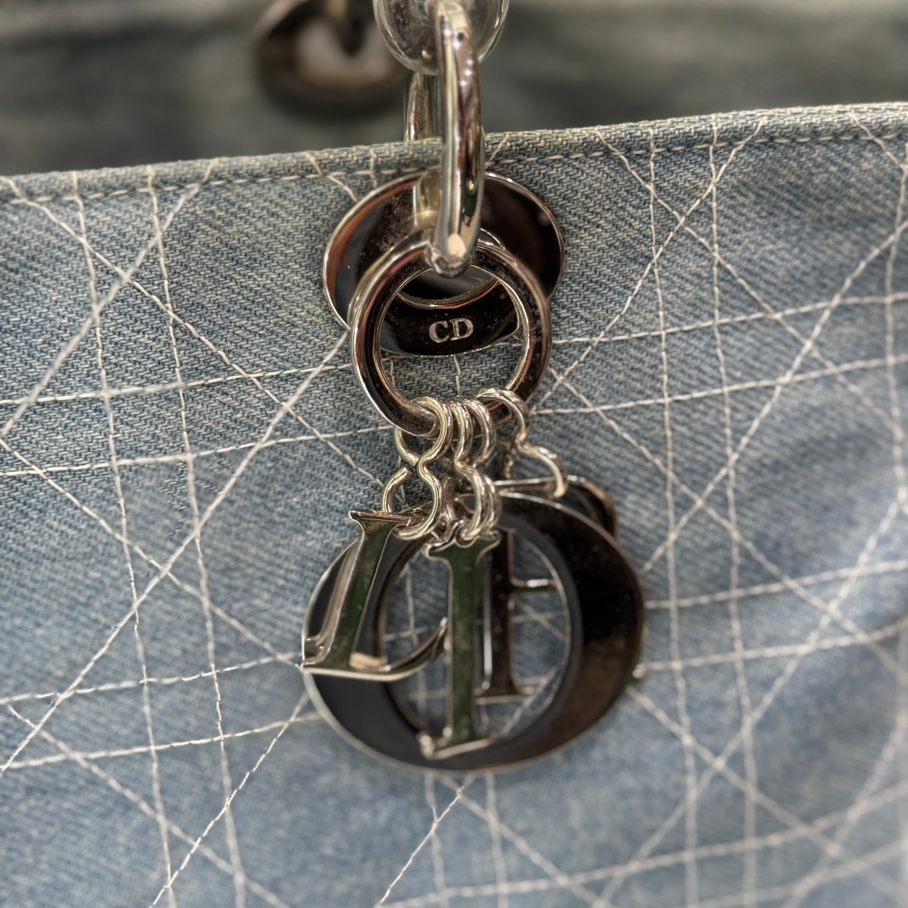 DIOR Lady Dior Denim Satchel Bag