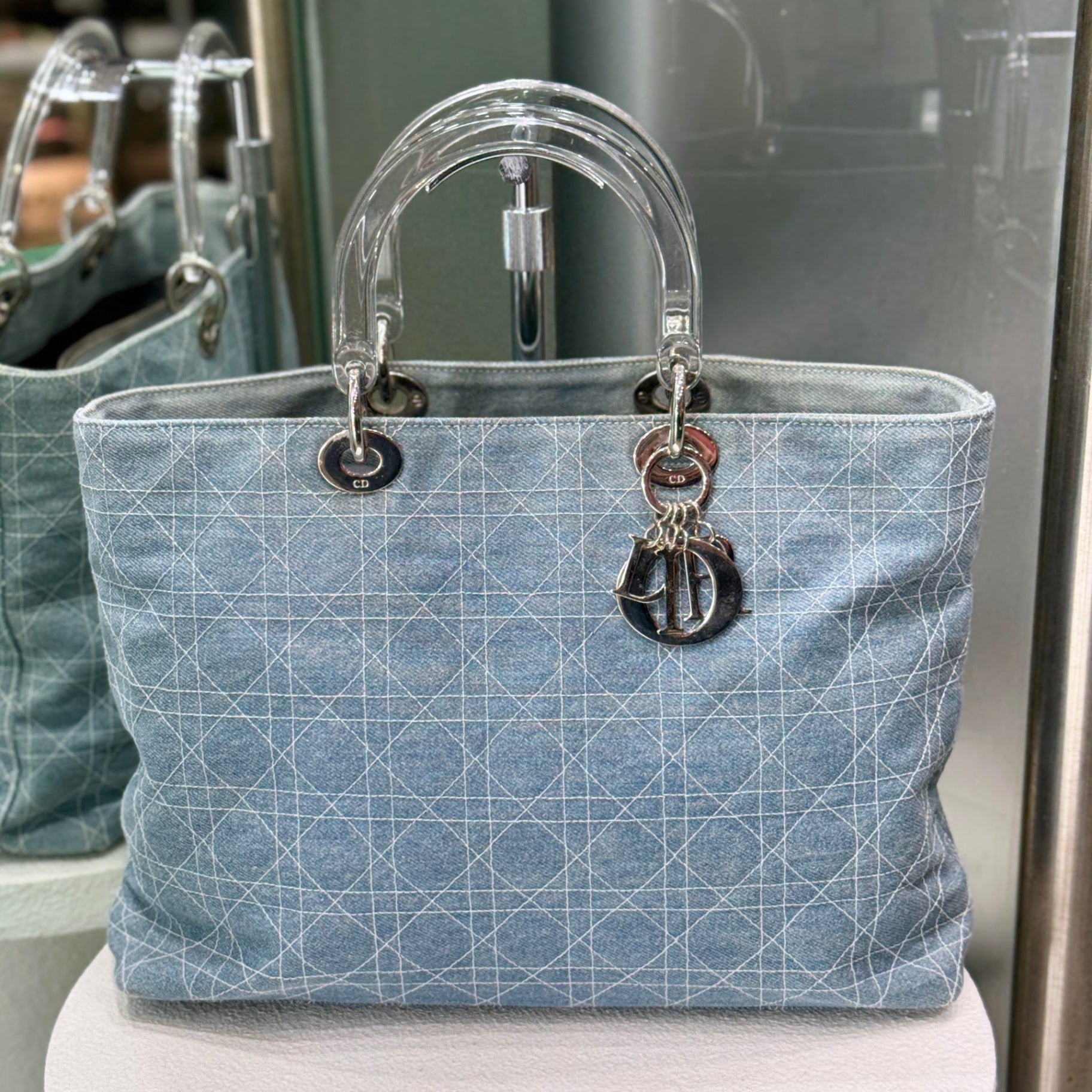 DIOR Lady Dior Denim Satchel Bag