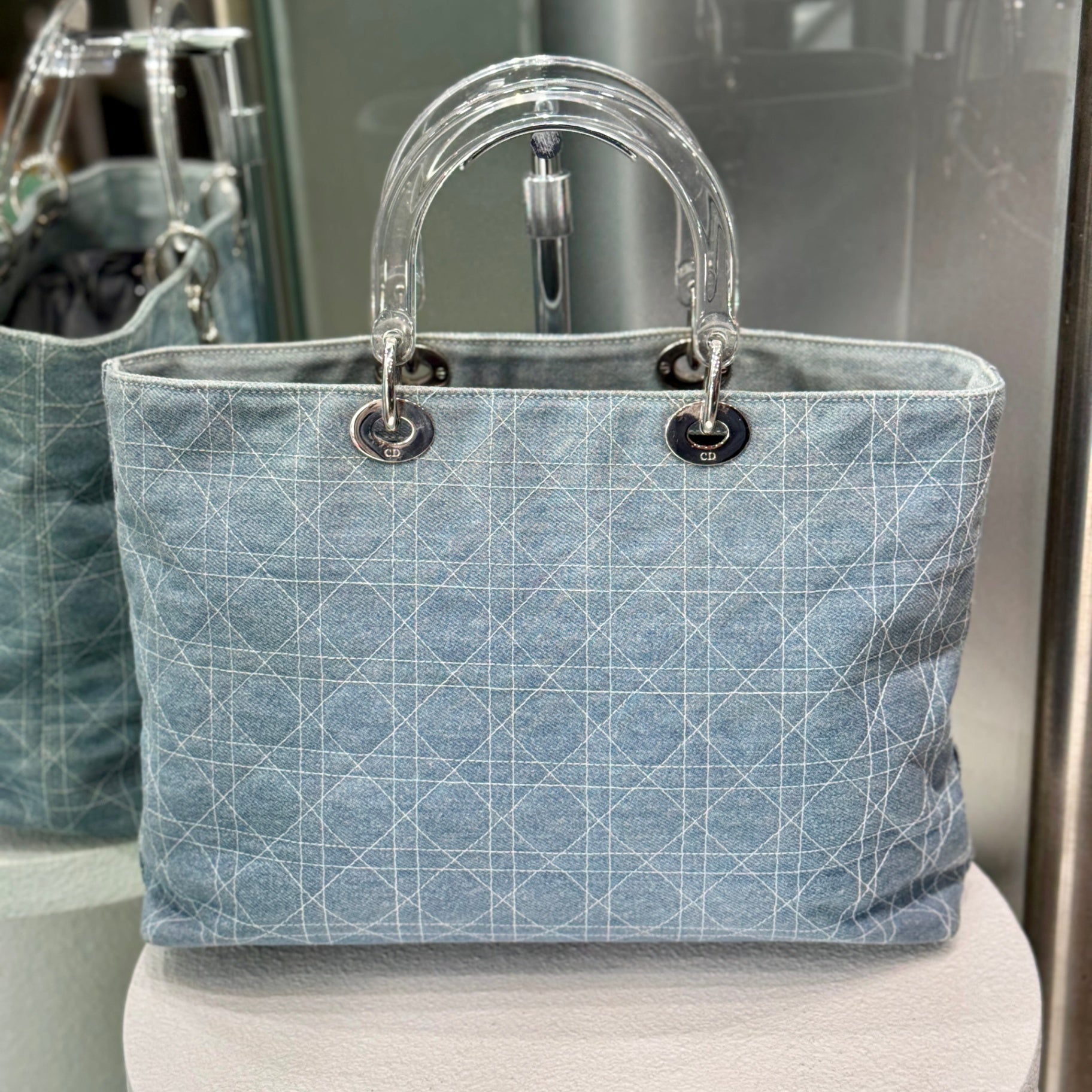 DIOR Lady Dior Denim Satchel Bag