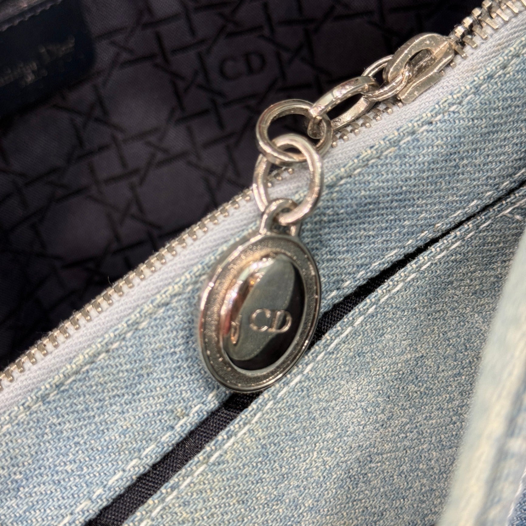 DIOR Lady Dior Denim Satchel Bag