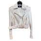 BALMAIN White Leather Cropped Jacket Size 34