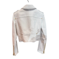 BALMAIN White Leather Cropped Jacket Size 34