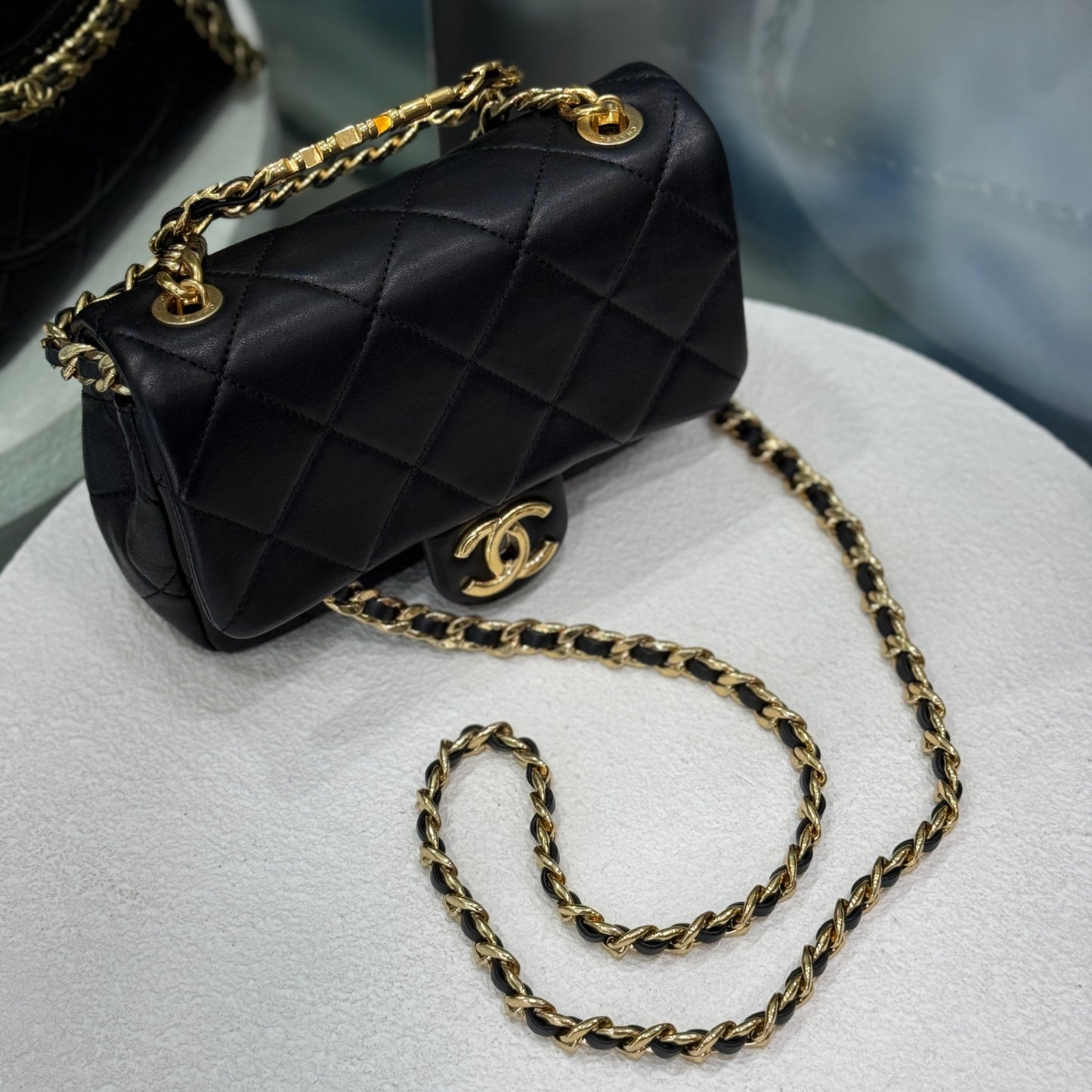 CHANEL Mini Flap with Top Handle - Black