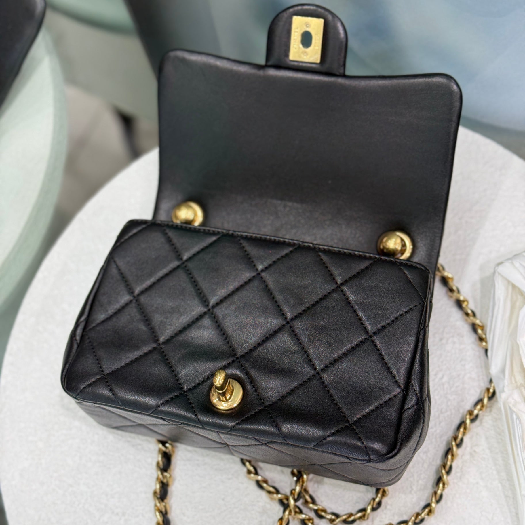 CHANEL Mini Flap with Top Handle - Black