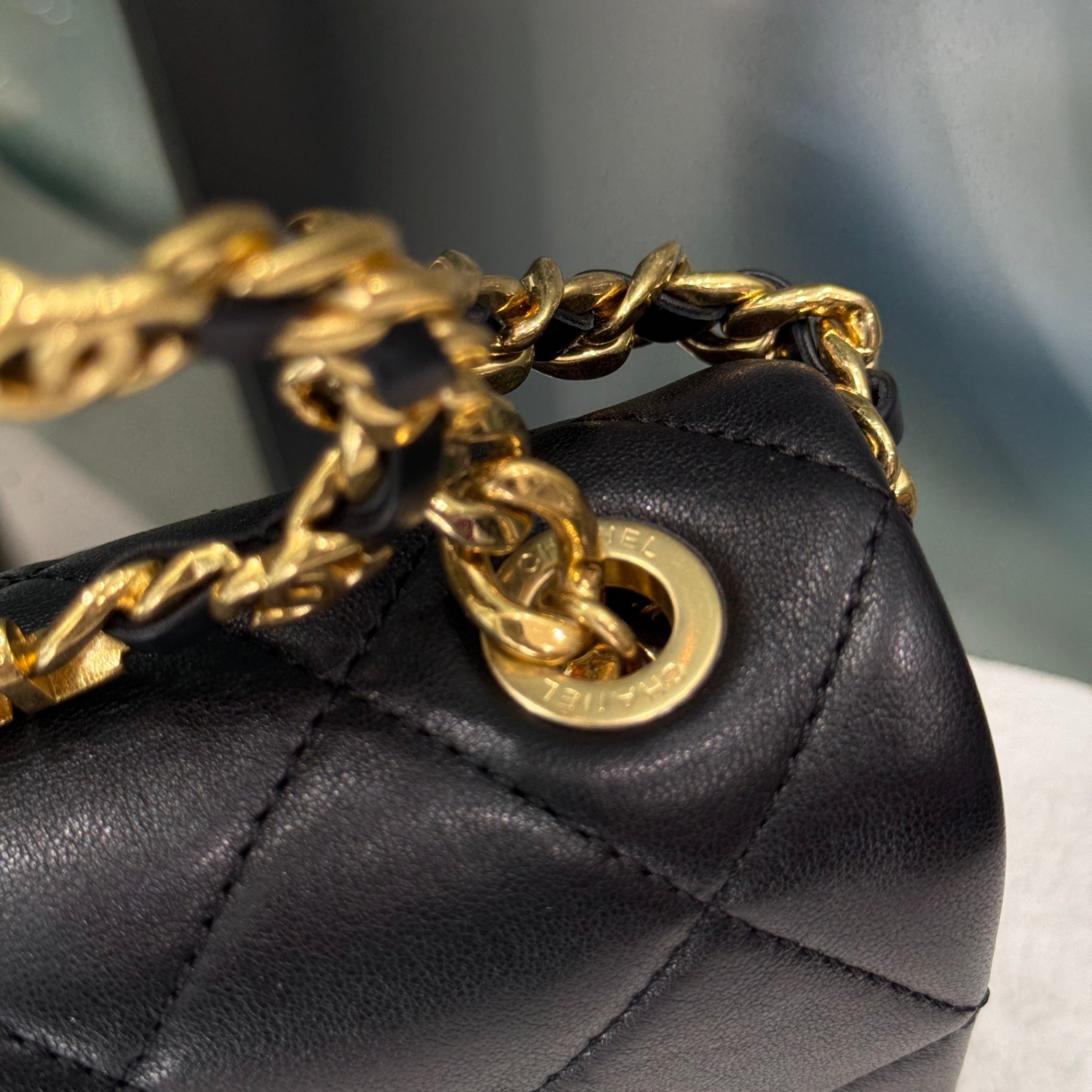 CHANEL Mini Flap with Top Handle - Black