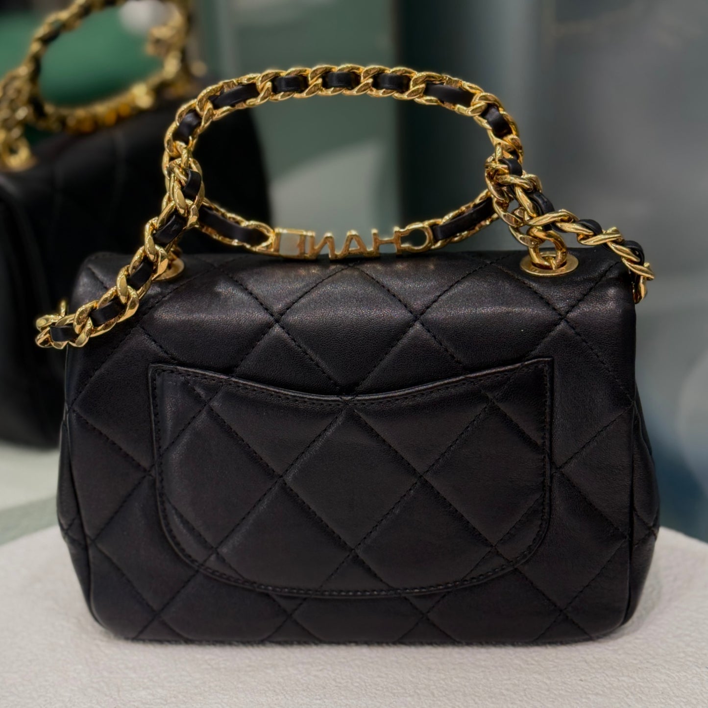 CHANEL Mini Flap with Top Handle - Black