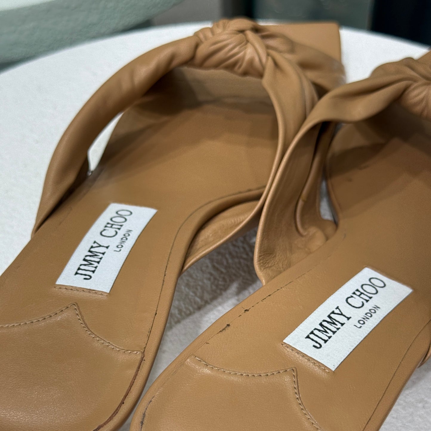 JIMMY CHOO Tan High Sandals Size 42