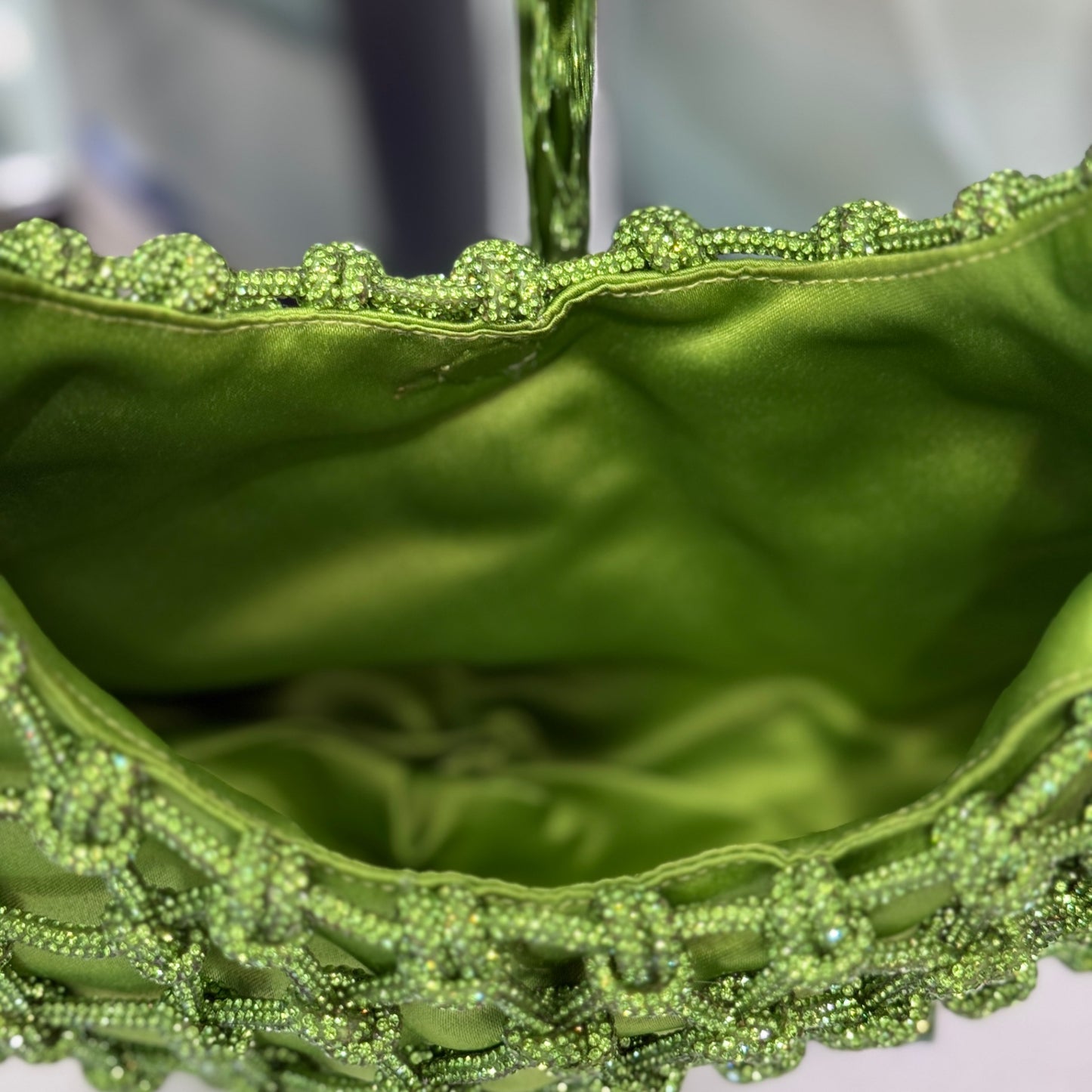 ROSANTICA NODI Beaded Mini Bag – Green Crystal Mesh