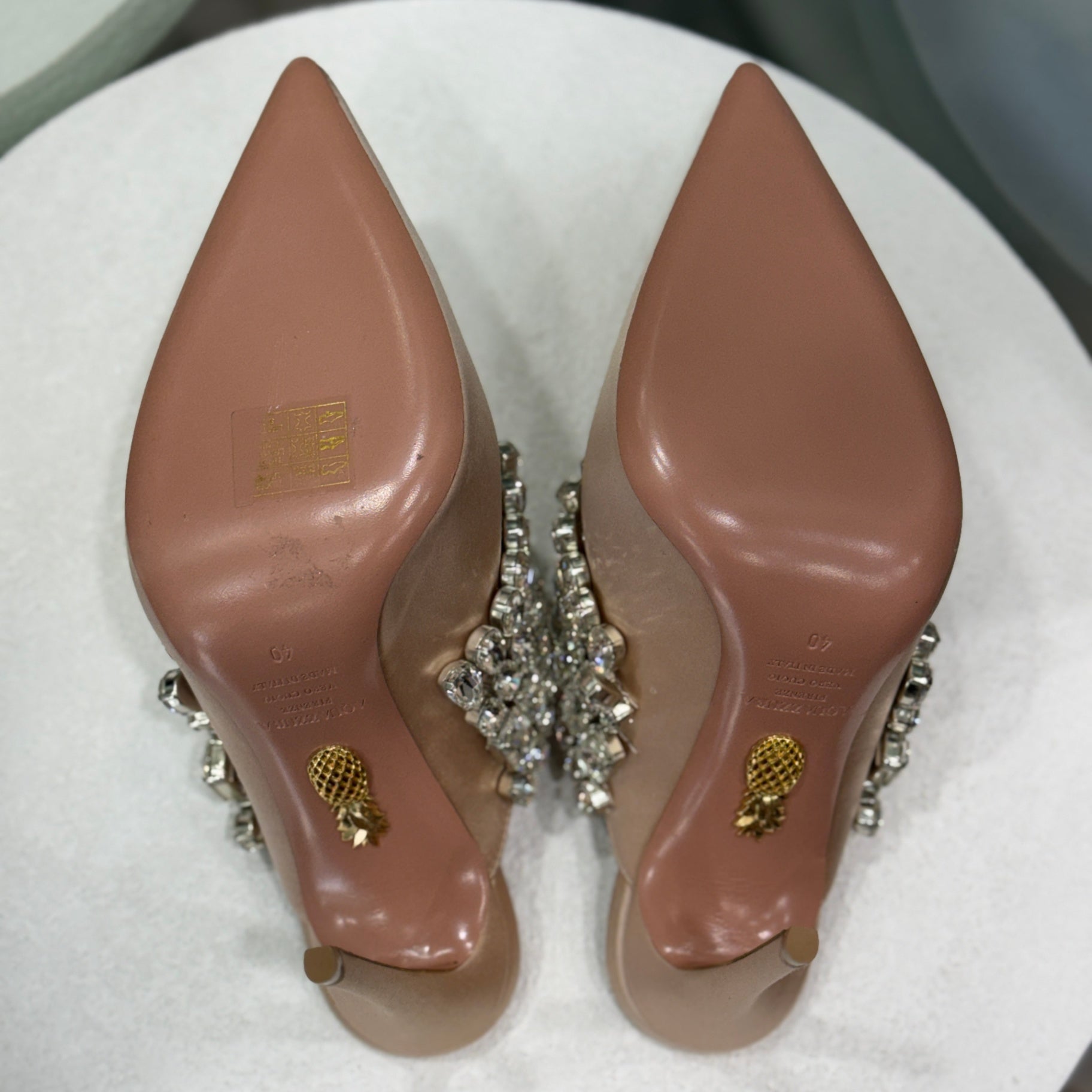 AQUAZZURA Pink Crystal Pumps Size 40
