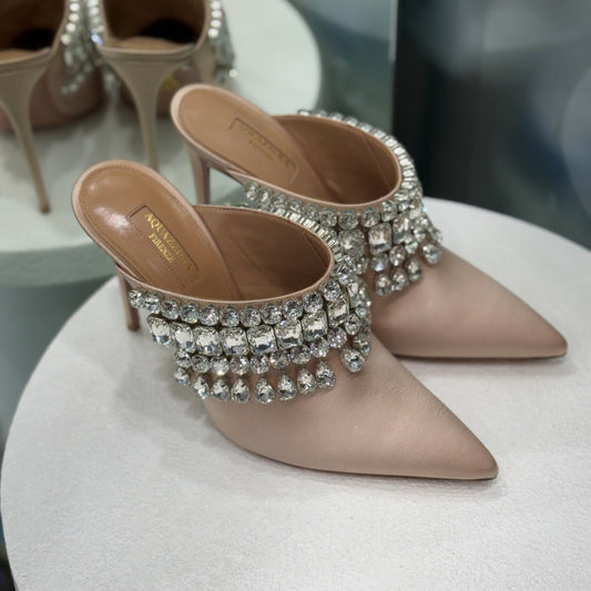 AQUAZZURA Pink Crystal Pumps Size 40