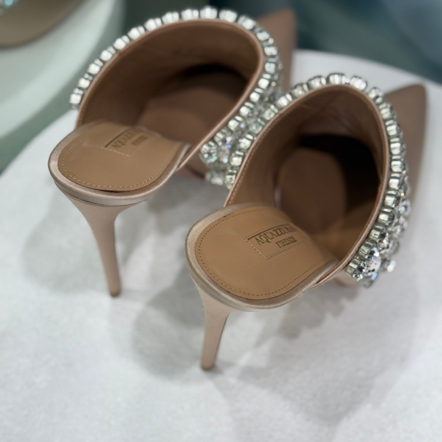 AQUAZZURA Pink Crystal Pumps Size 40