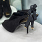 LOUIS VUITTON Black Suede Peep Toe Pumps Size 40