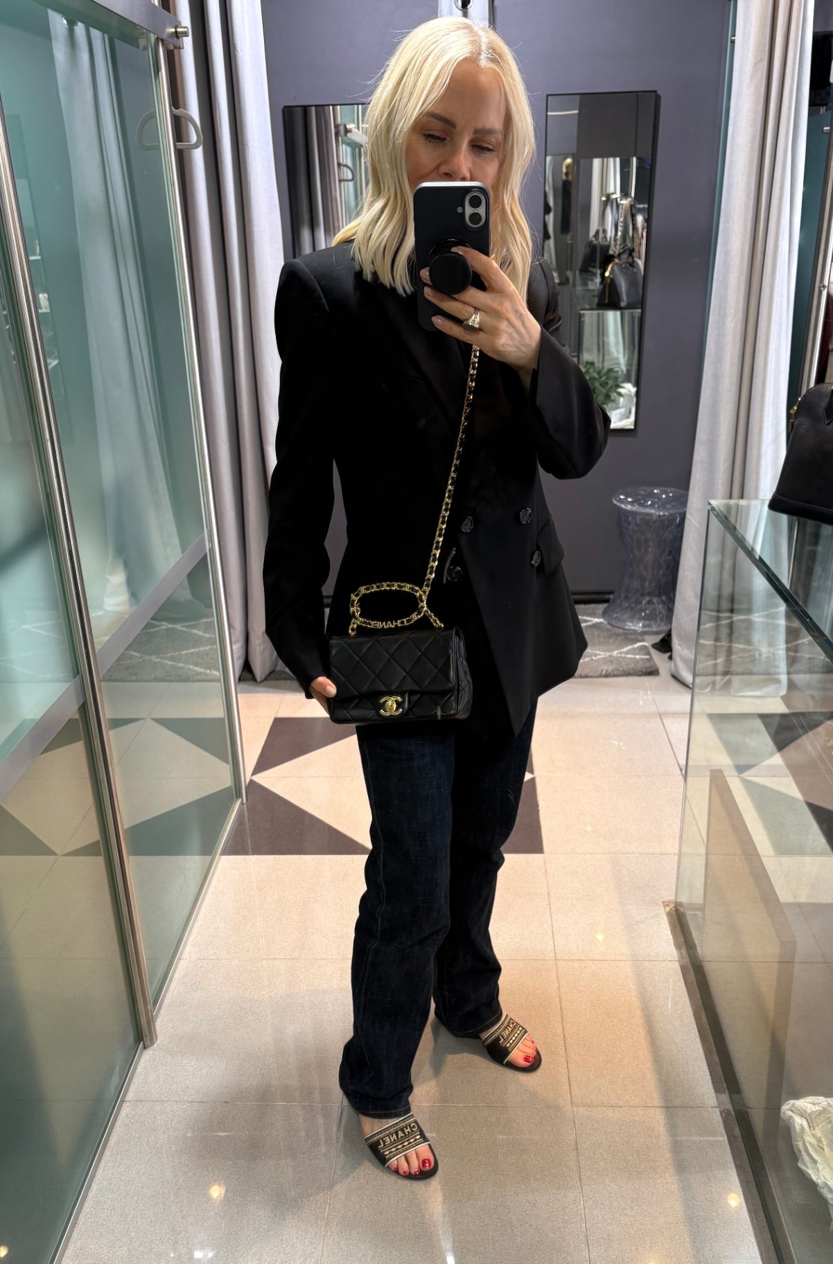 CHANEL Mini Flap with Top Handle - Black
