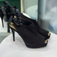LOUIS VUITTON Black Suede Peep Toe Pumps Size 40