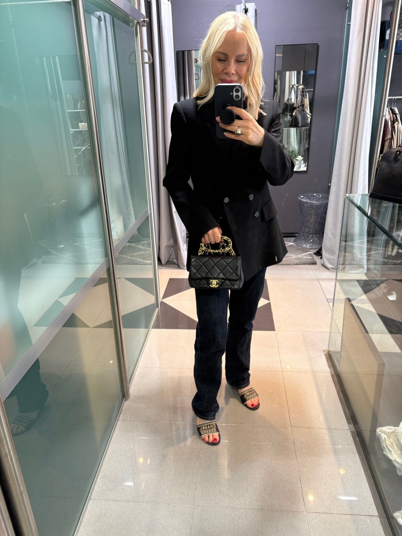 CHANEL Mini Flap with Top Handle - Black