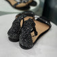 GIANVITO ROSSI Black Sequin Sandals Size 38.5