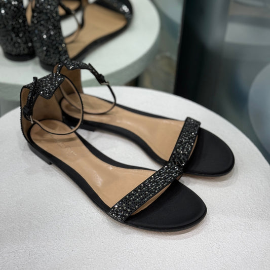GIANVITO ROSSI Black Sequin Sandals Size 38.5