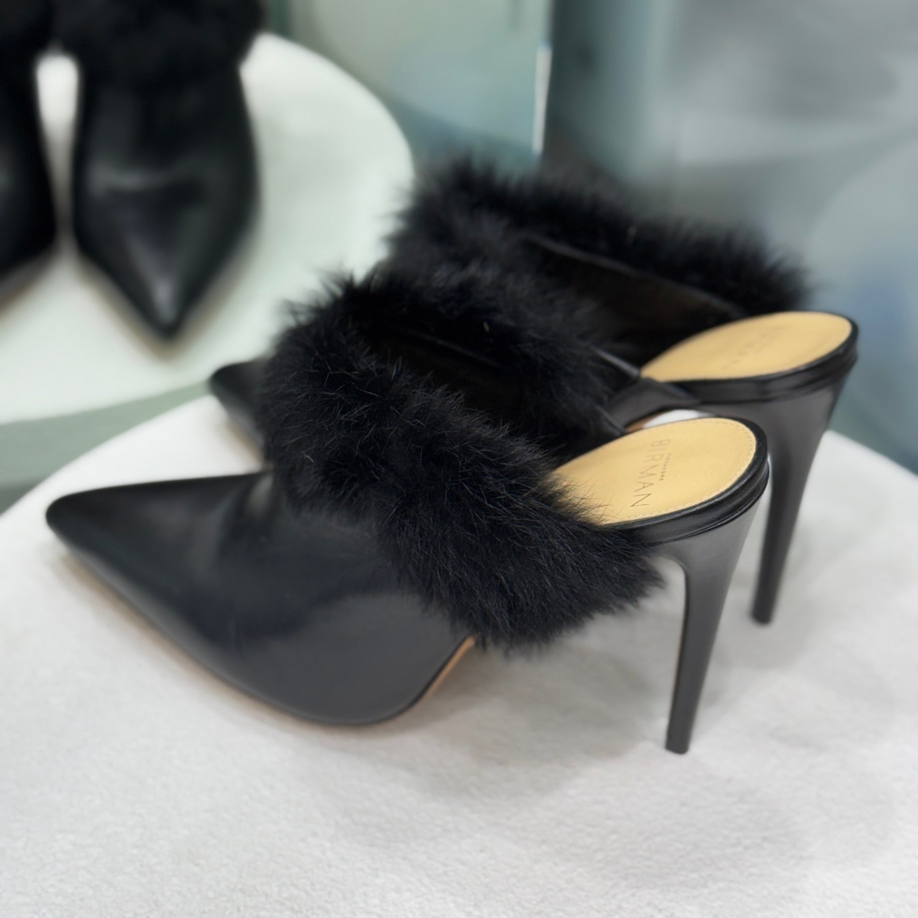 ALEXANDRE BIRMAN Black Fur Booties Size 8