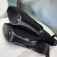 LOUIS VUITTON Black Suede Peep Toe Pumps Size 40