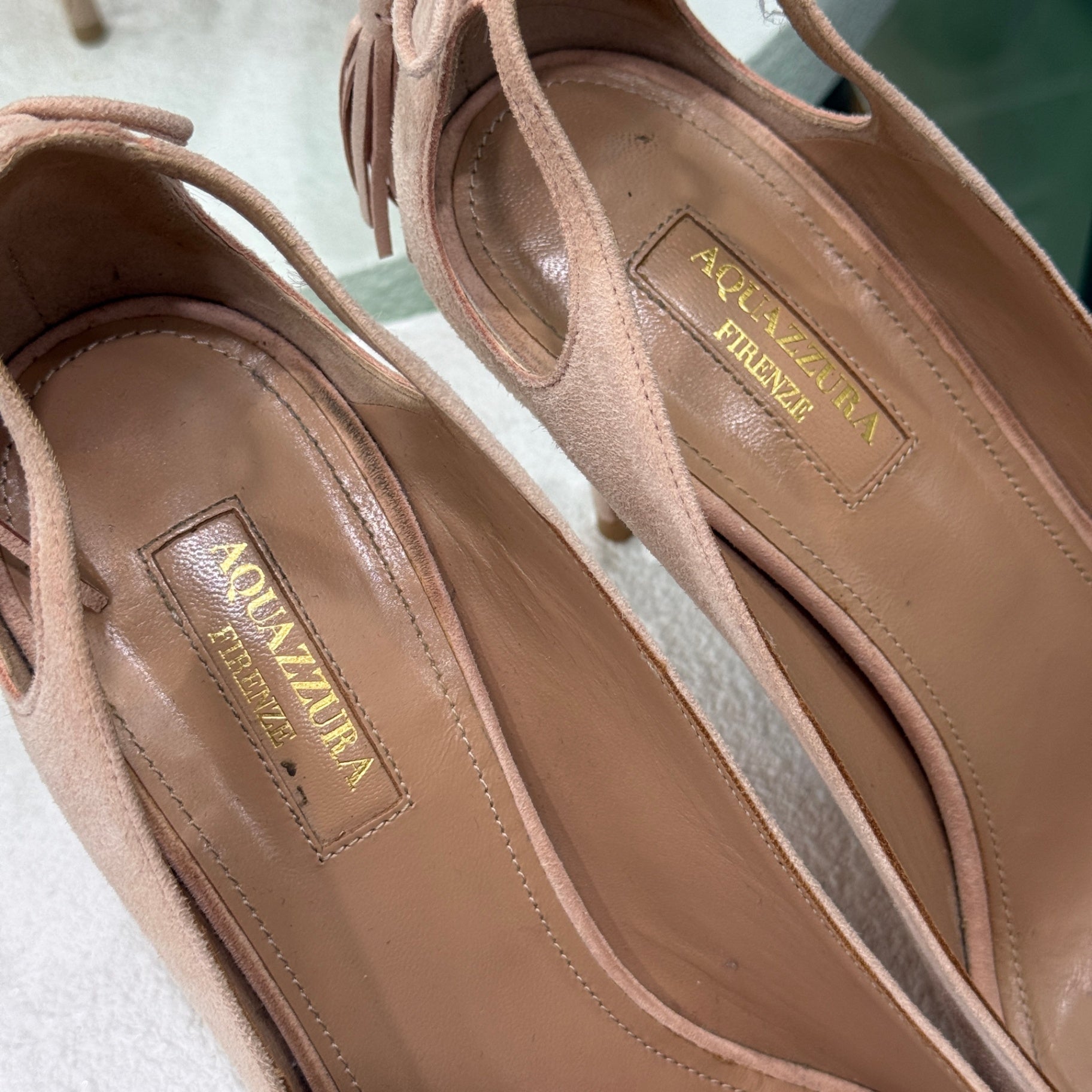 AQUAZZURA Pink Suede heels Size 39