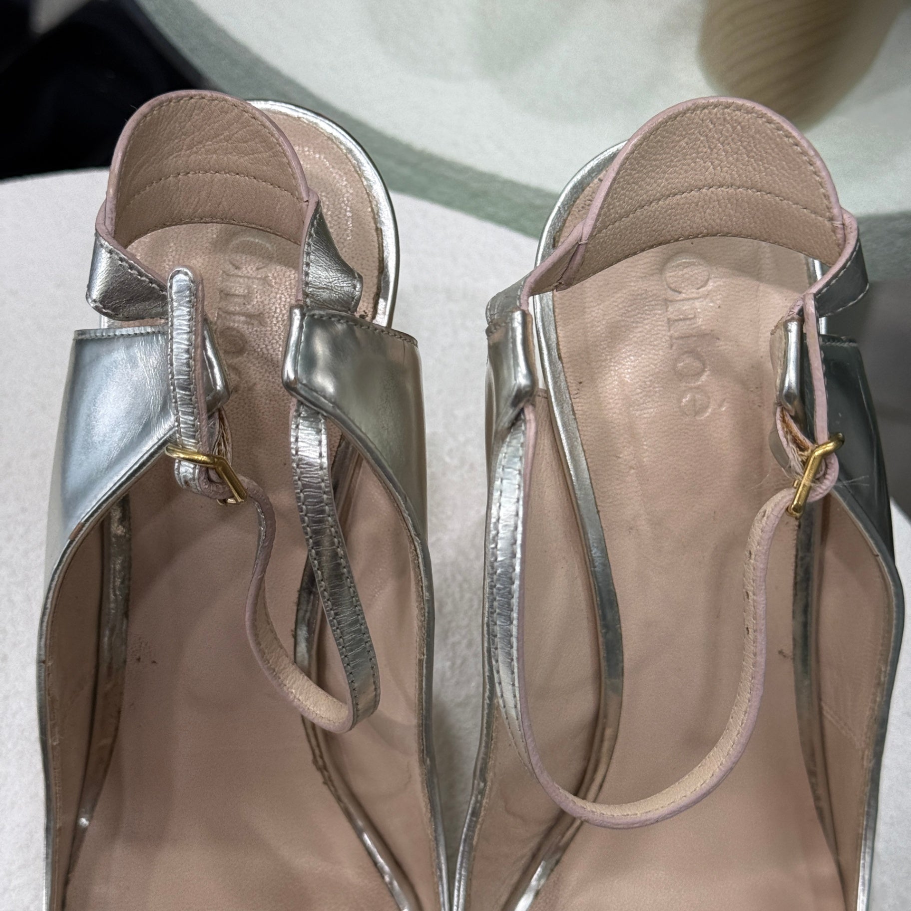 CHLOE Silver Heels Size 38