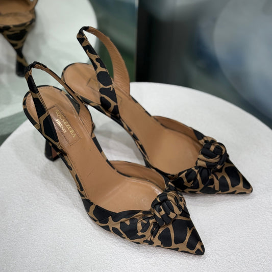 AQUAZZURA Patterned Slingbacks Size 39