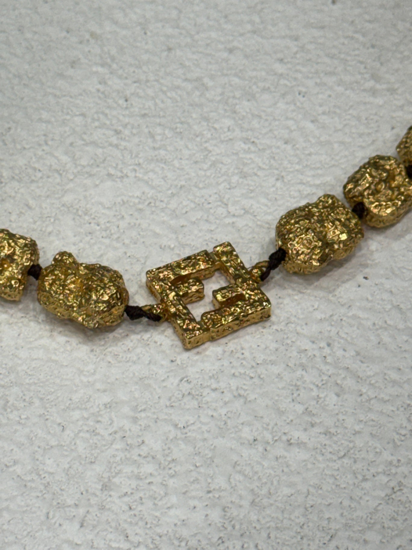 FENDI Gold-Tone Nugget Bead Necklace with FF Logo