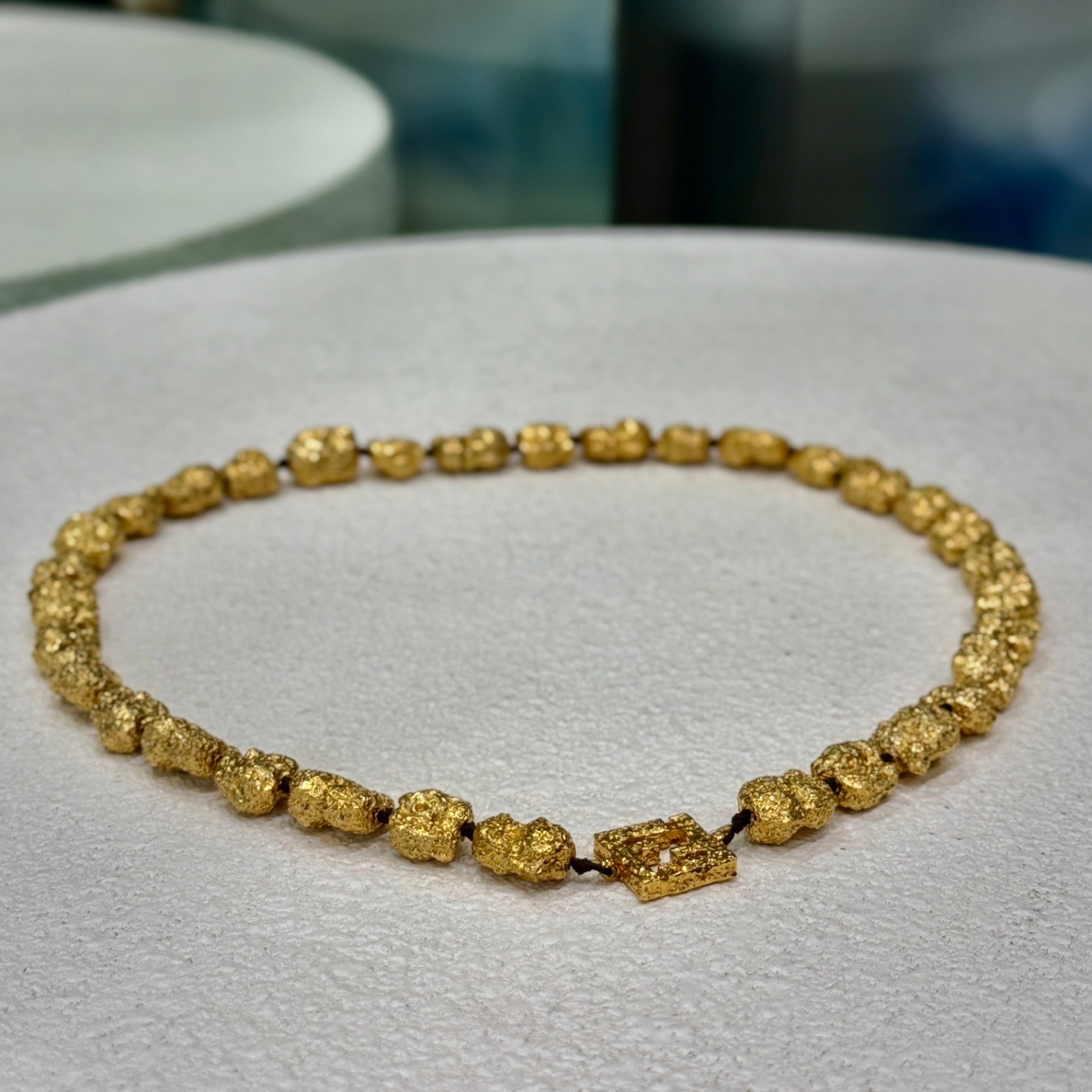 FENDI Gold-Tone Nugget Bead Necklace with FF Logo