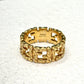 FENDI Gold-Tone FF Logo Ring Size L 