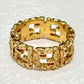 FENDI Gold-Tone FF Logo Ring Size L 