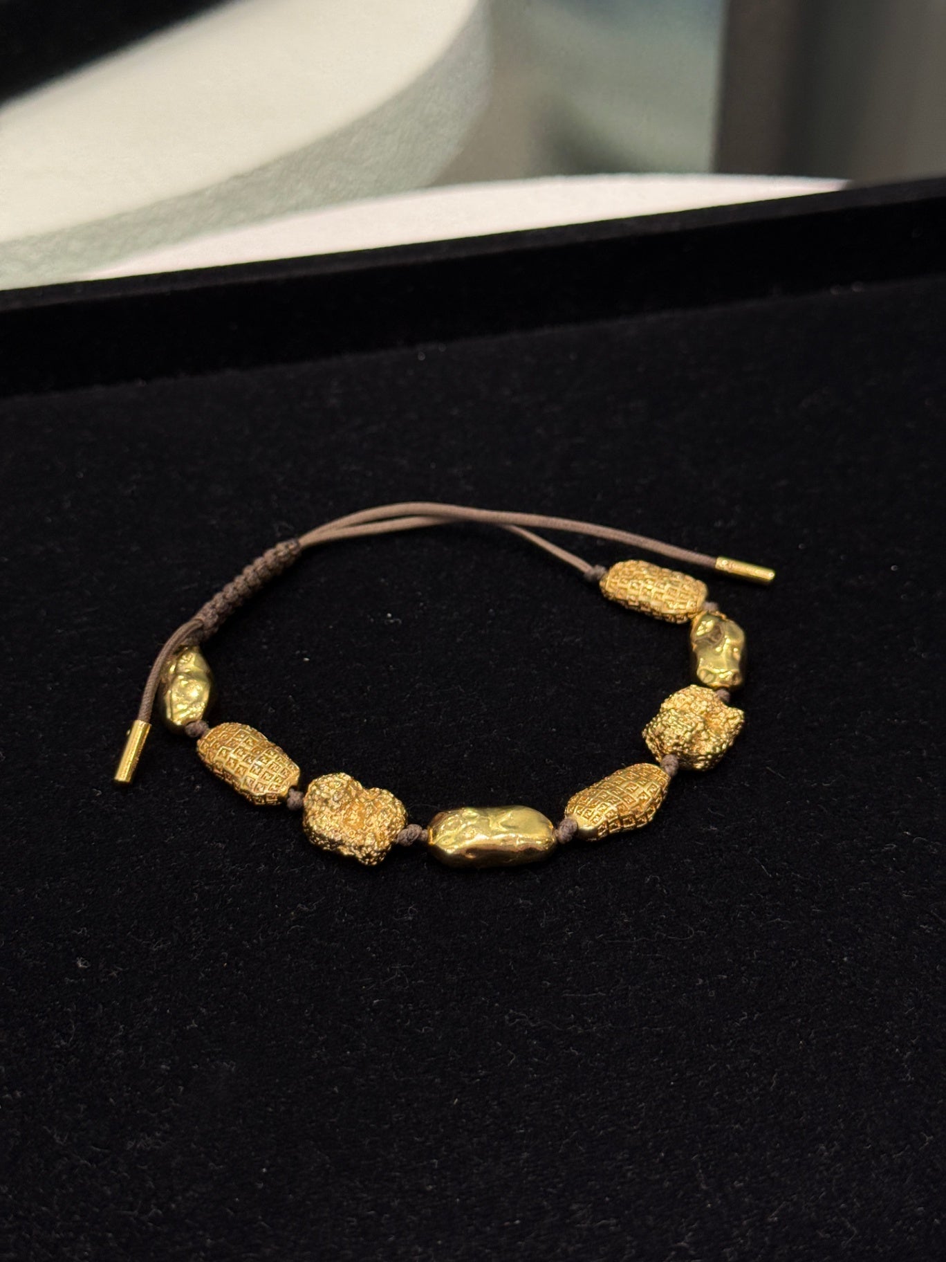 FENDI Gold-Tone Nugget Bead Bracelet FF Detail