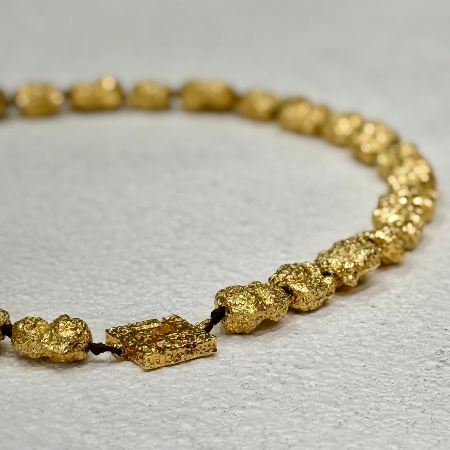 FENDI Gold-Tone Nugget Bead Necklace with FF Logo