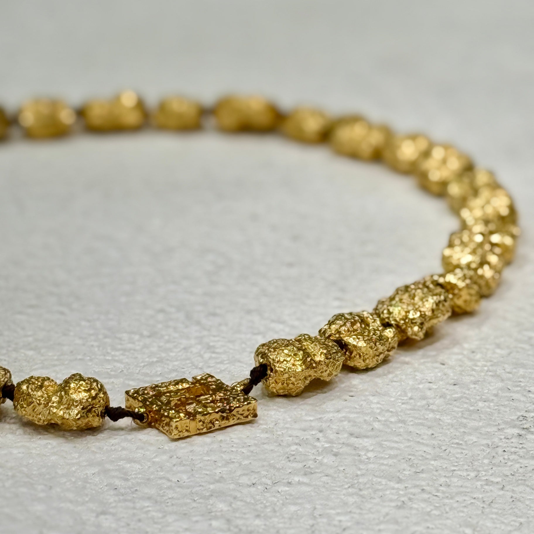 FENDI Gold-Tone Nugget Bead Necklace with FF Logo