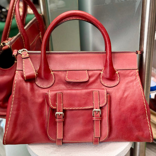 CHLOE Edith Leather Tote - Red