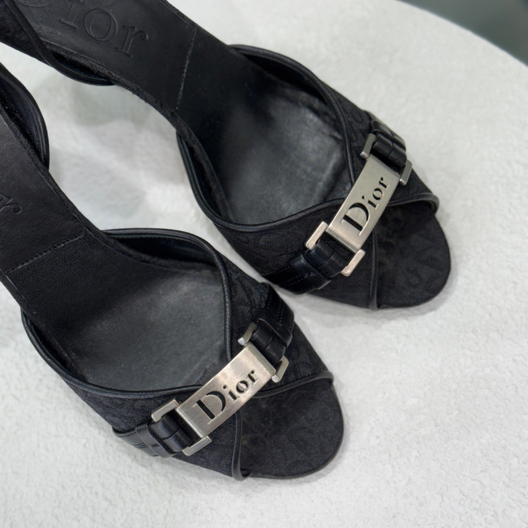 DIOR Vintage Black Peep-Toe Heels Size 36