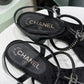 CHANEL Crystal Black Heeled Sandals Sz 38.5