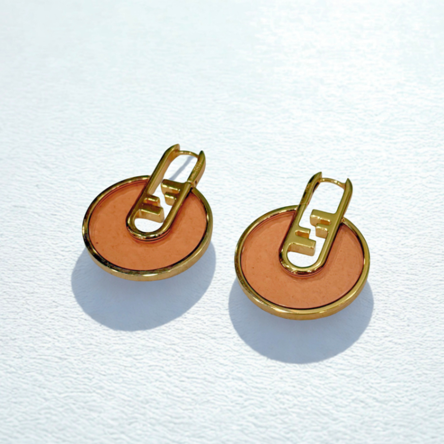 FENDI Gold Enamel Earrings