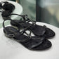 CHANEL Crystal Black Heeled Sandals Sz 38.5