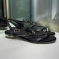 CHANEL Crystal Black Heeled Sandals Sz 38.5