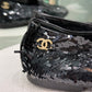 CHANEL Black CC Logo Sequin Flats Sz 41