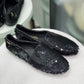 CHANEL Black CC Logo Sequin Flats Sz 41