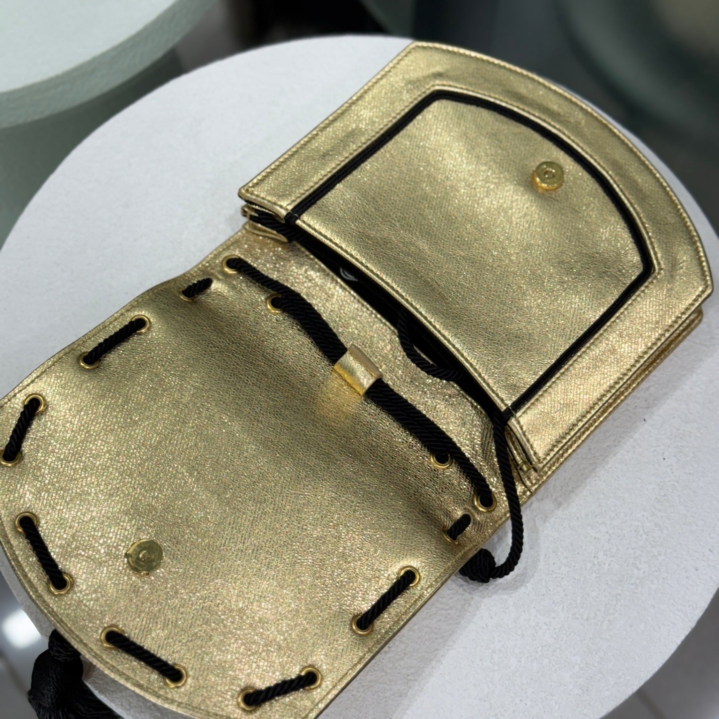 SAINT LAURENT Gold & Black Tassle Bag