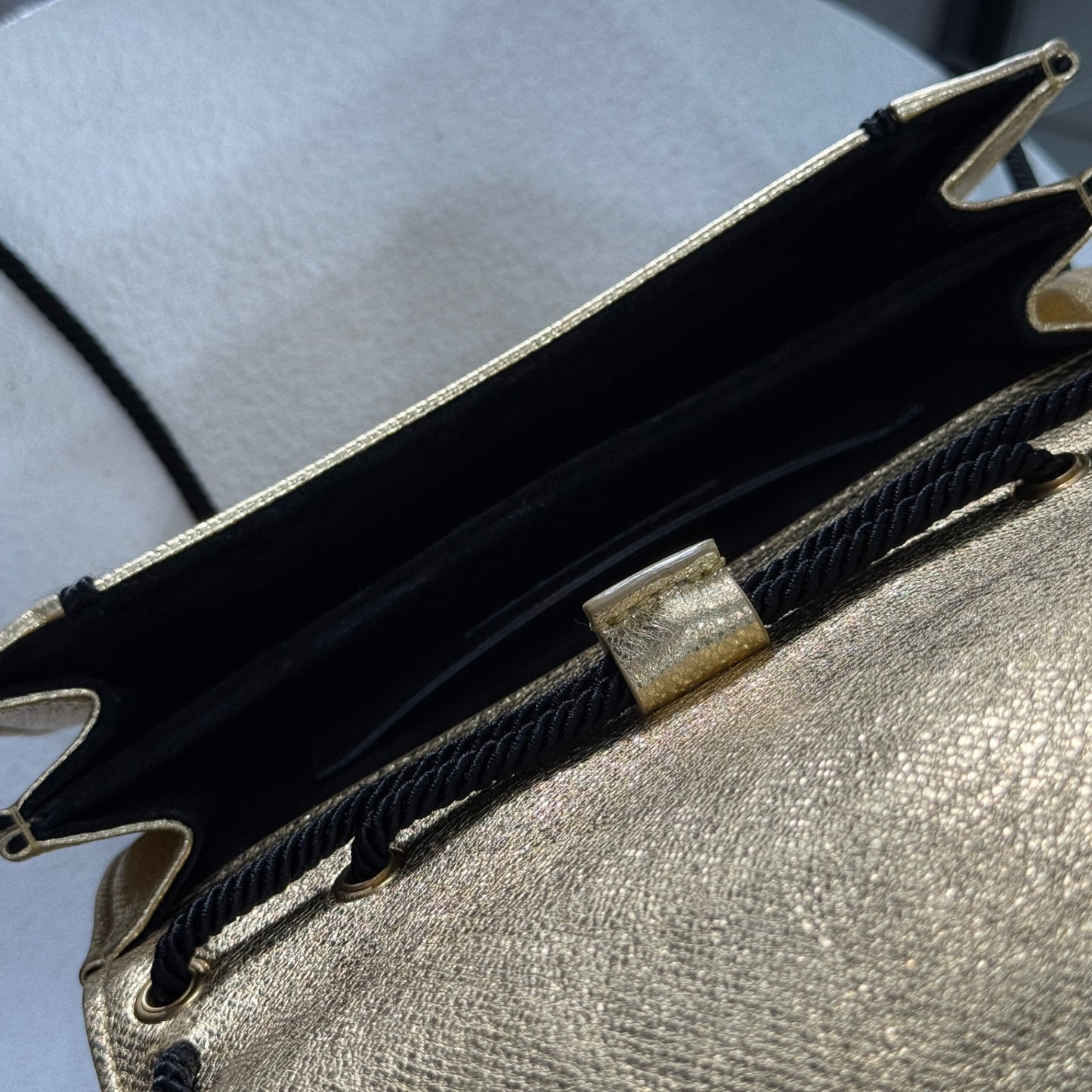 SAINT LAURENT Gold & Black Tassle Bag
