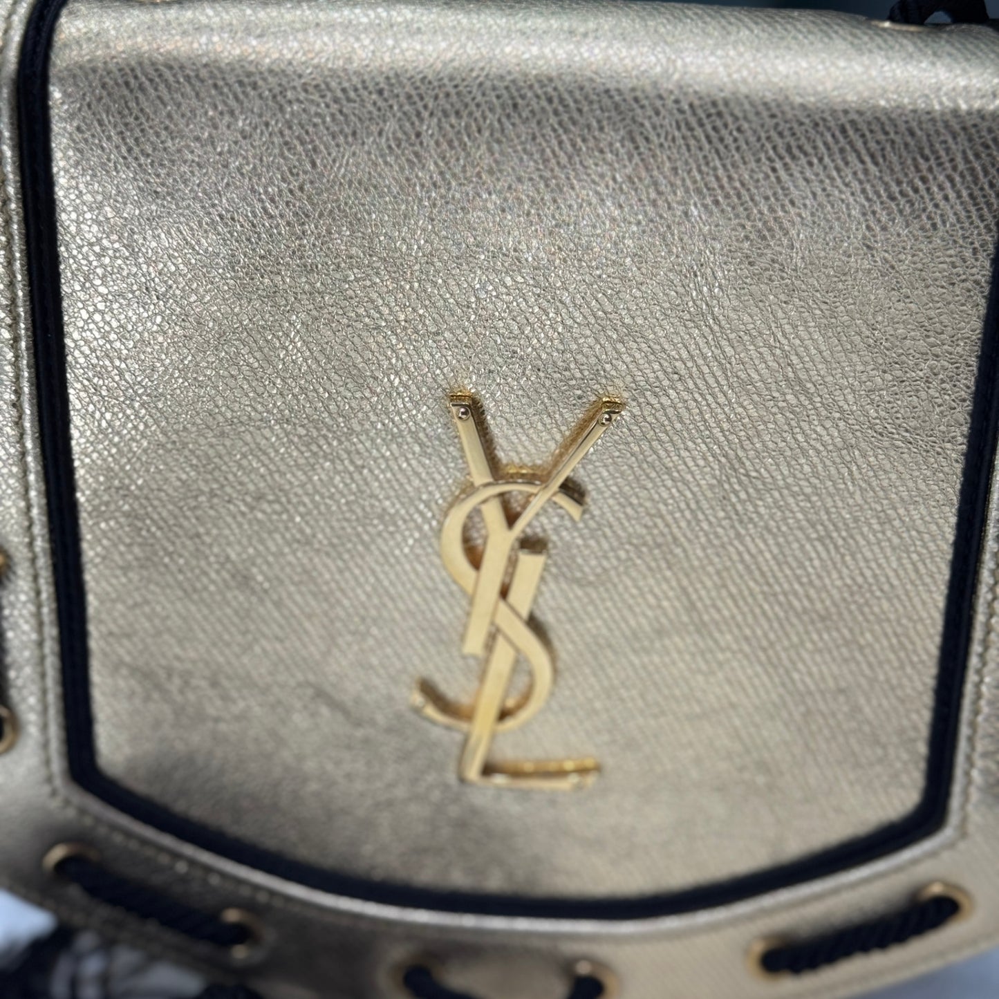 SAINT LAURENT Gold & Black Tassle Bag