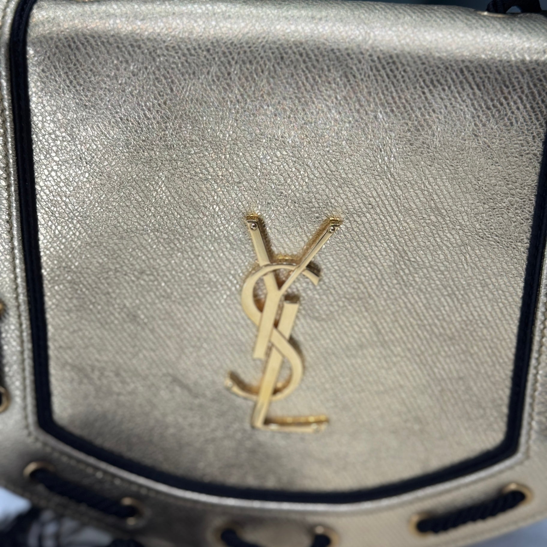 SAINT LAURENT Gold & Black Tassle Bag