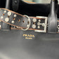 PRADA Buckle Large Leather Bag with Studded Belt