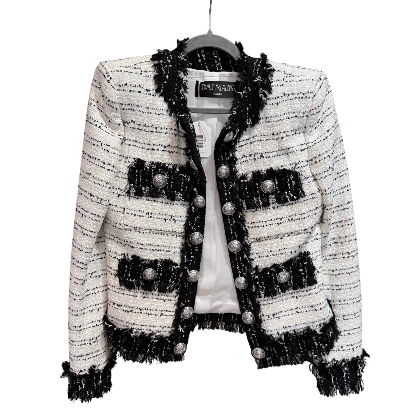 BALMAIN Black & White Military Blazer Size 38