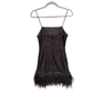 REBECCA VALLANCE Black sequin feather trim dress - size 8